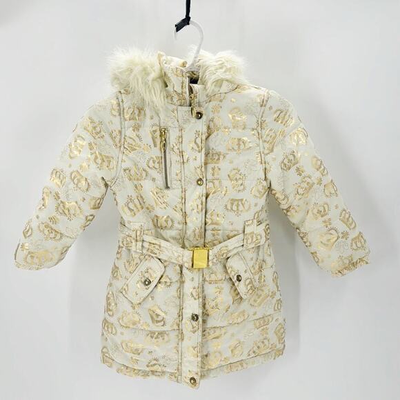BabyDoll hold cream fur trimmed hood belt buckle waist Y2K kids sz 6x - Picture 1 of 14